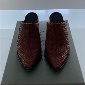 All Saints Brick color mules. Size 6